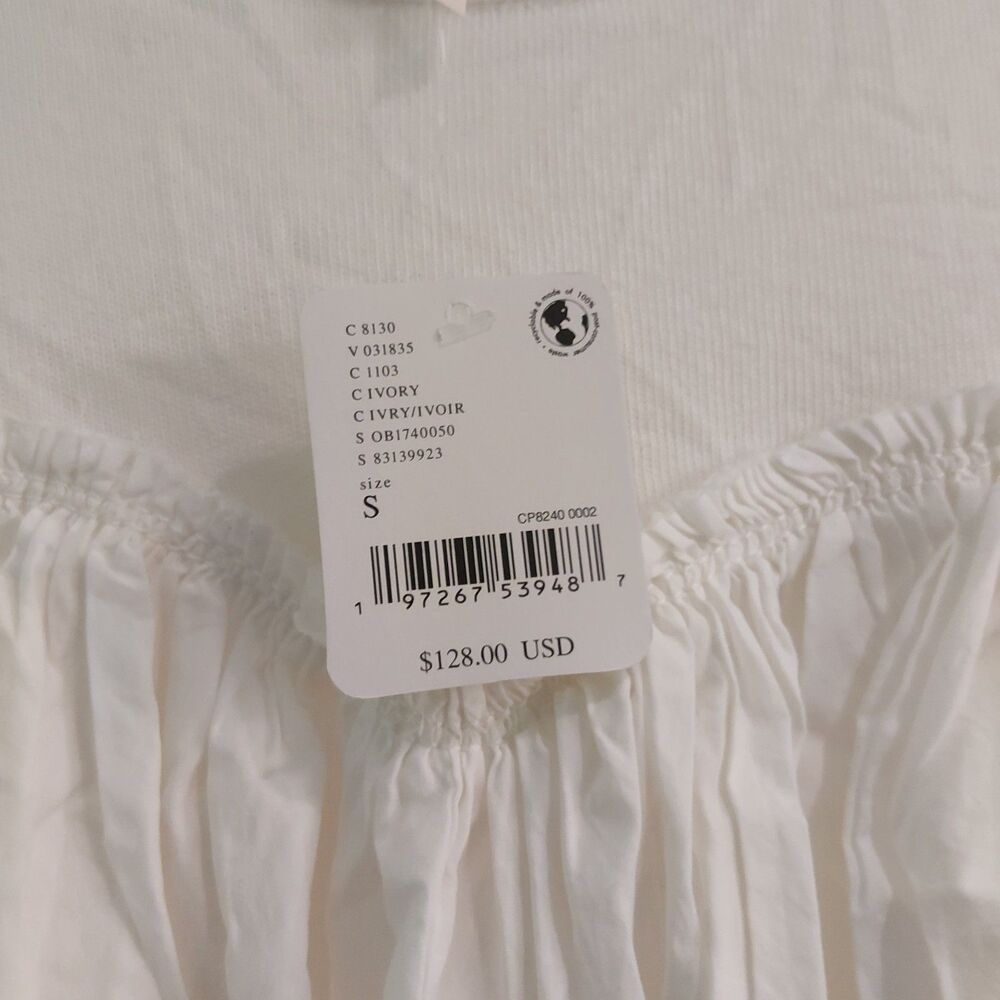 Free People MWT $128 Sz SMALL Catalina Mini Dress Babydoll Sweetheart Pleating - Picture 13 of 14